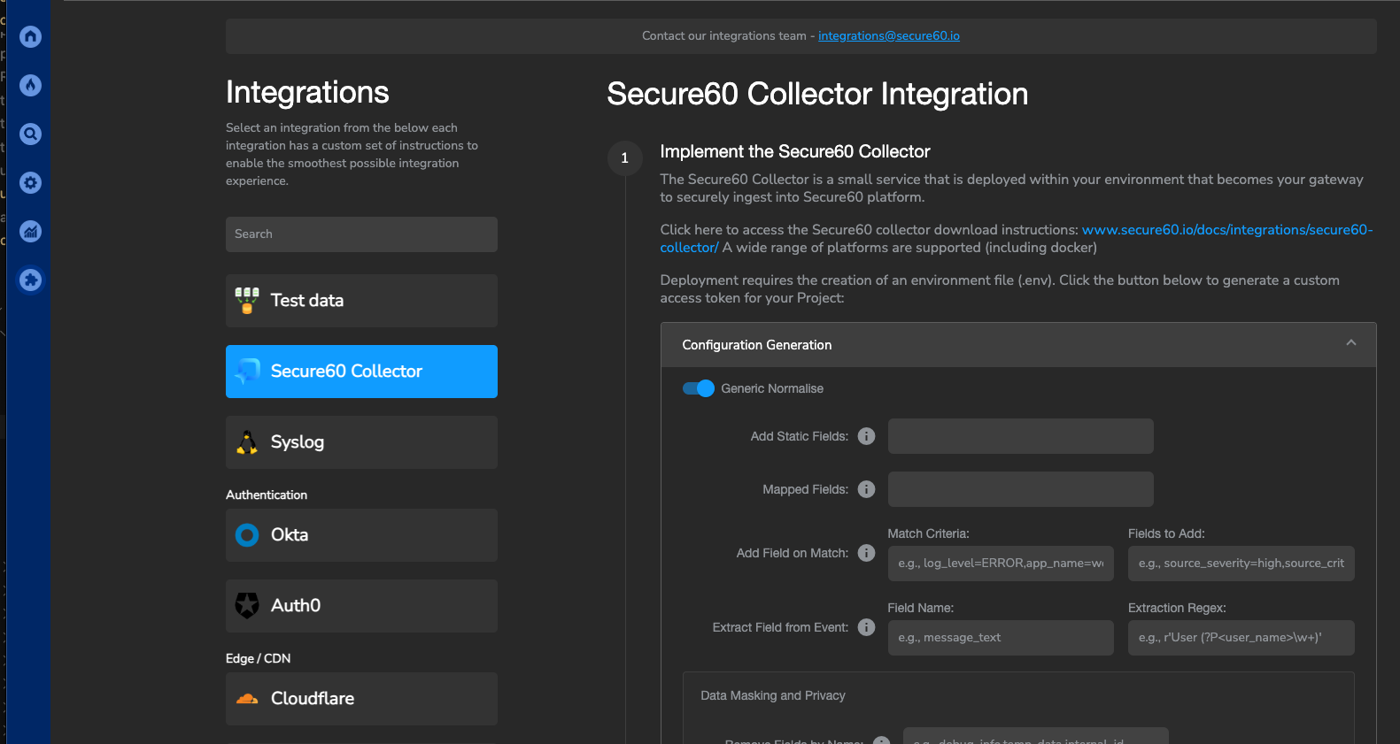 Secure60 Collector Add Field on Match Configuration