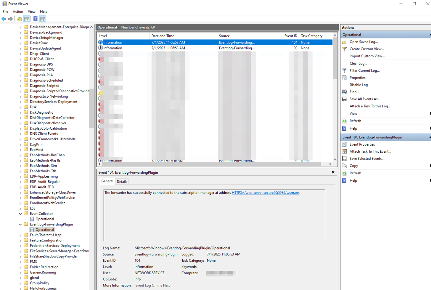 Winlogbeat Forwarding Success